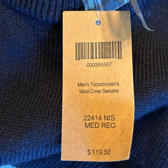 NWT $119 Duluth Trading Men's Torpedoman's Wool Crew Sweater Navy Blue Sz Medium - Picture 7 of 7
